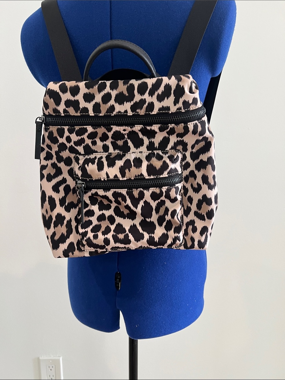 Kate Spade Leopard Print Mini Backpack - Black and Cream